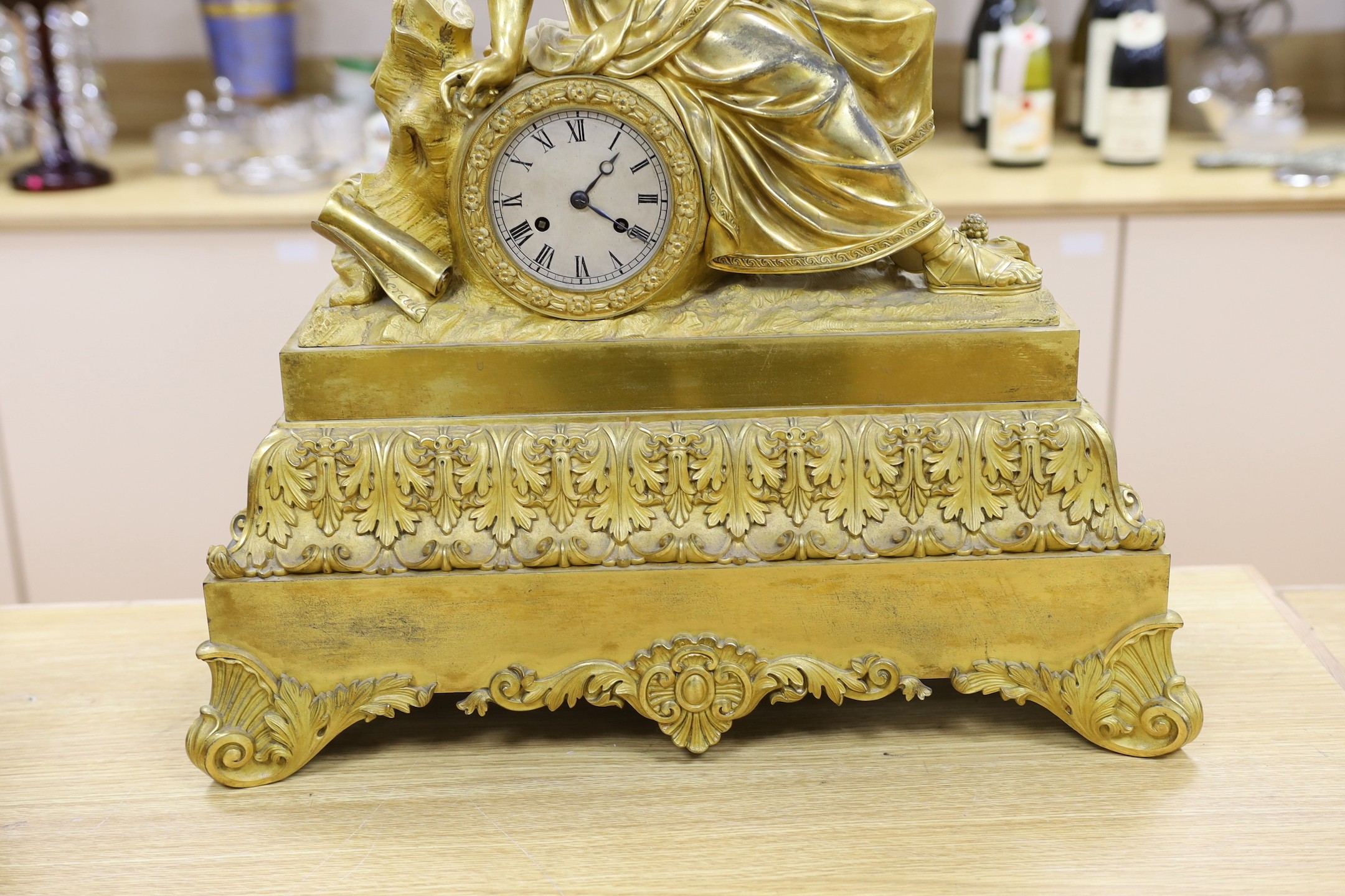 A large ornate French ormolu ‘Hercules’ mantel clock, second quarter 19th century, 62cm tall